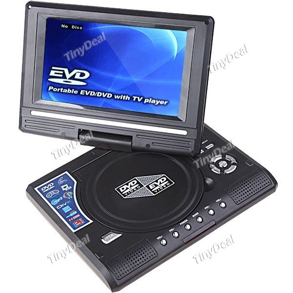 7" TFT-LCD 180 Degree Rotary Screen Portable DVD Media MP3 M